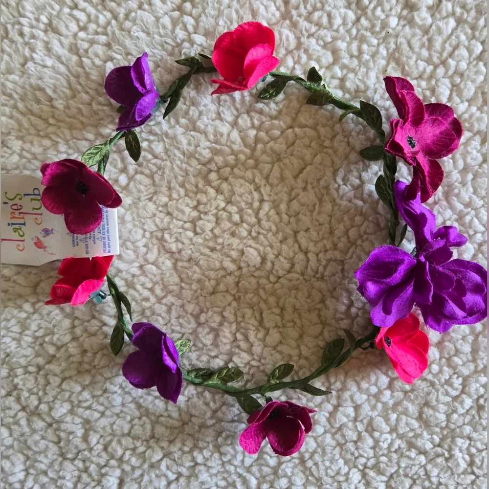 Claire's Pink and Purple Floral Hair Wreath Fairy Whimsi Festival